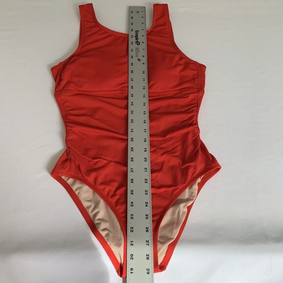 Kona Sol Swimsuit One Piece Women L Red Ruched Padded Vacation Beach Feminine - Picture 8 of 9